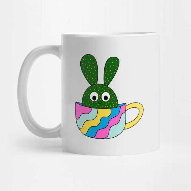 Cute Cactus Design #125: Cute Beaver Tail Cactus In A Colorful Mug by DreamCactus